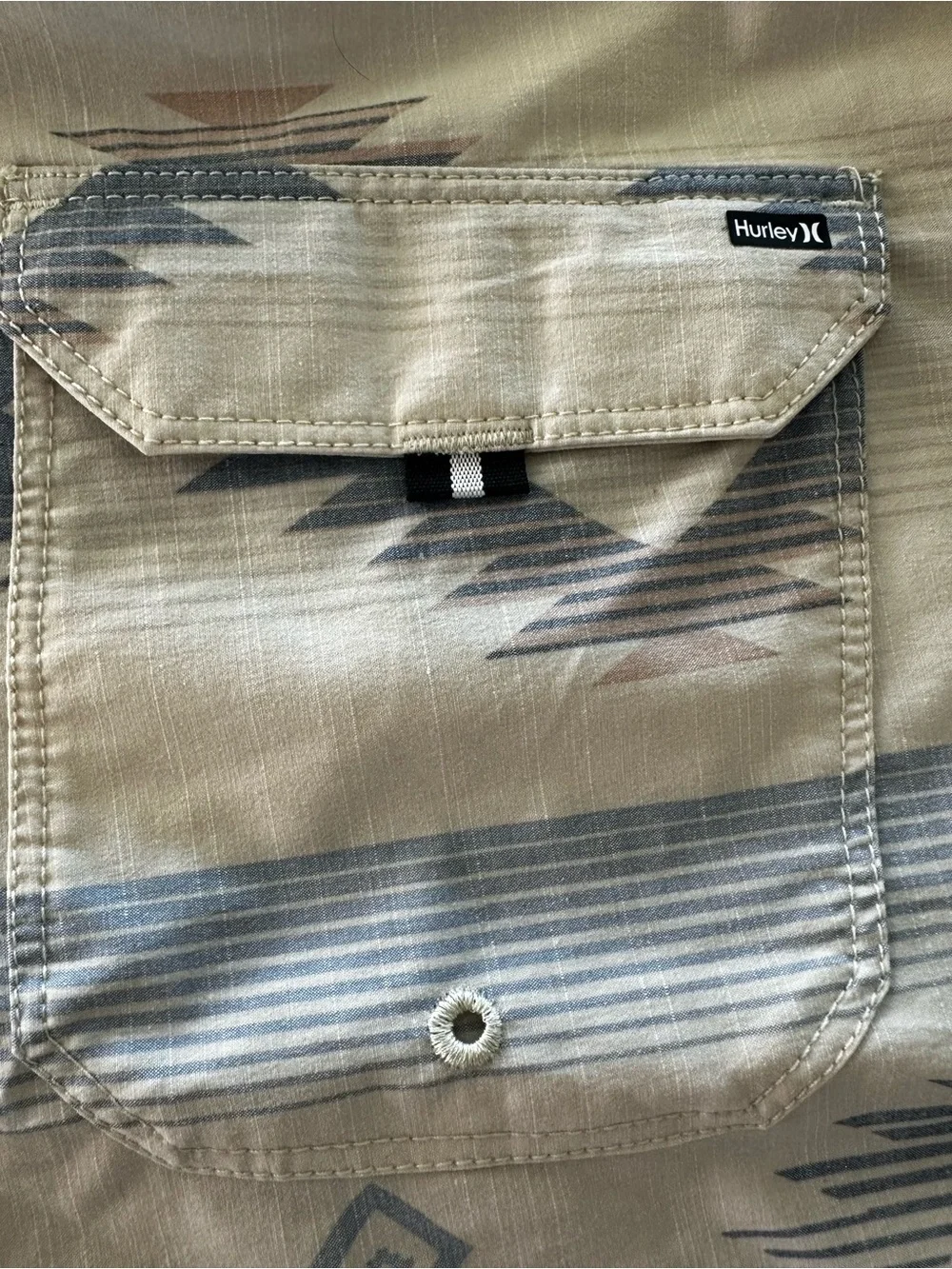 Hurley Men's Light Blue Aztec Swim Trunks - Size 36
